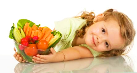 child with fruit